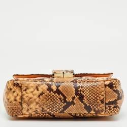 Pre Owned Michael Kors Cream/Black Python Embossed Leather Large Soho Shoulder Bag