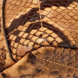 Pre Owned Michael Kors Cream/Black Python Embossed Leather Large Soho Shoulder Bag
