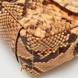 Pre Owned Michael Kors Cream/Black Python Embossed Leather Large Soho Shoulder Bag