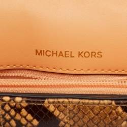 Pre Owned Michael Kors Cream/Black Python Embossed Leather Large Soho Shoulder Bag