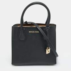 Pre Owned Michael Kors Black Leather Small Mercer Tote