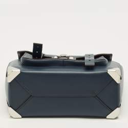 مملوكة مسبقًا حقيبة بيد علوية مايكل كورس مانهاتن متوسطة قماش مغطى بتوقيع أزرق كحلي