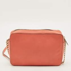 مملوكة مسبقًا Michael Kors Jet Set Camera Peach Leather Crossbody Bag