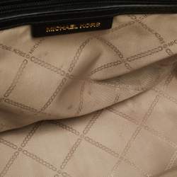 مملوكة مسبقًا حقيبة مايكل كورس لويزا وسط كانفاس أسود/طبيعي وجلد صناعي