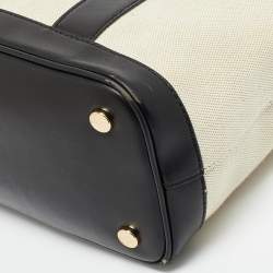 مملوكة مسبقًا حقيبة مايكل كورس لويزا وسط كانفاس أسود/طبيعي وجلد صناعي