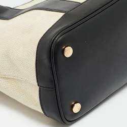 مملوكة مسبقًا حقيبة مايكل كورس لويزا وسط كانفاس أسود/طبيعي وجلد صناعي