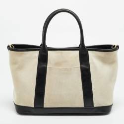 مملوكة مسبقًا حقيبة مايكل كورس لويزا وسط كانفاس أسود/طبيعي وجلد صناعي