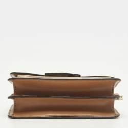 مملوكة مسبقًا Michael Kors Jade White/Brown Signature Coated Canvas and Leather Shoulder Bag