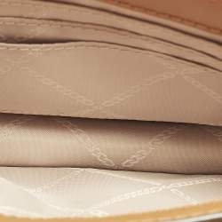 مملوكة مسبقًا Michael Kors Jade White/Brown Signature Coated Canvas and Leather Shoulder Bag