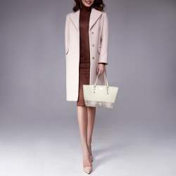 مملوكة مسبقًا Michael Kors Jet Set Off White/Grey Python Embossed and Leather Tote