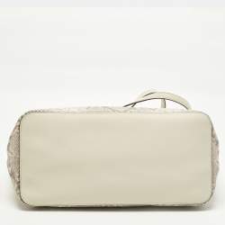 مملوكة مسبقًا Michael Kors Jet Set Off White/Grey Python Embossed and Leather Tote