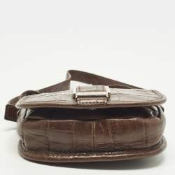 مملوكة مسبقًا حقيبة كروس جلد تمساح منقوش بني غامق مايكل كورس سادل