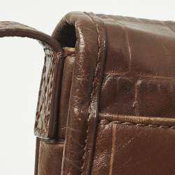 مملوكة مسبقًا حقيبة كروس جلد تمساح منقوش بني غامق مايكل كورس سادل