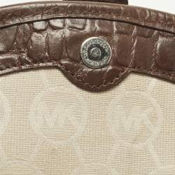 مملوكة مسبقًا حقيبة كروس جلد تمساح منقوش بني غامق مايكل كورس سادل