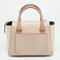 Pre Owned Michael Kors Light Pink/White Leather Nolita Satchel