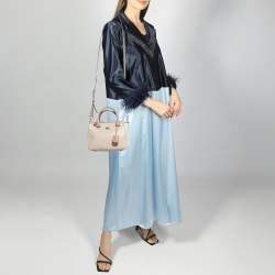 Pre Owned Michael Kors Light Pink/White Leather Nolita Satchel