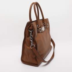 Pre Owned Michael Kors Hamilton Large Tan Leather Tote