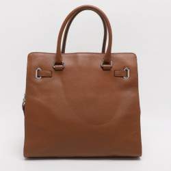Pre Owned Michael Kors Hamilton Large Tan Leather Tote