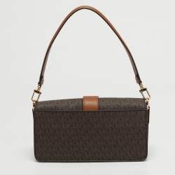 مملوكة مسبقًا Michael Kors Greenwich Medium Signature Brown Coated Canvas and Leather Top Handle Bag
