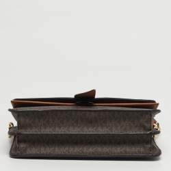 مملوكة مسبقًا Michael Kors Greenwich Medium Signature Brown Coated Canvas and Leather Top Handle Bag