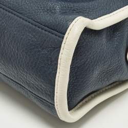 Pre Owned Michael Kors Margo Navy Blue/White Leather Crossbody Bag