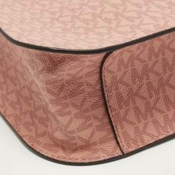 Pre Owned Michael Kors Briley Large Pink Signature Coated Canvas Messenger Bag