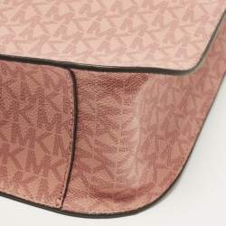 Pre Owned Michael Kors Briley Large Pink Signature Coated Canvas Messenger Bag