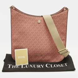 Pre Owned Michael Kors Briley Large Pink Signature Coated Canvas Messenger Bag