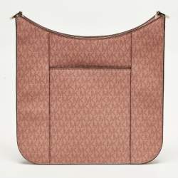 Pre Owned Michael Kors Briley Large Pink Signature Coated Canvas Messenger Bag