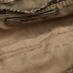 مملوكة مسبقًا حقيبة كتف مايكل كورس سلسة لوغو جلد منقوش بيثون أخضر فاتح