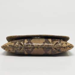 مملوكة مسبقًا حقيبة كتف مايكل كورس سلسة لوغو جلد منقوش بيثون أخضر فاتح