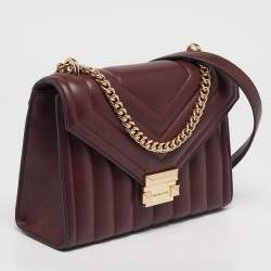 مملوكة مسبقًا حقيبة كتف مايكل كورس ويتني متوسطة جلد مبطن نبيذي بقلّاب