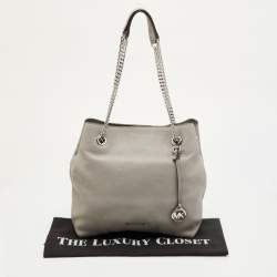 Pre Owned حقيبة كتف مايكل كورس جت سيت جلد رمادي