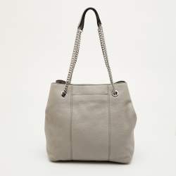 Pre Owned حقيبة كتف مايكل كورس جت سيت جلد رمادي