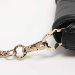 Pre Owned Michael Kors Padlock Black Leather Chain Shoulder Bag