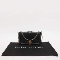 Pre Owned Michael Kors Padlock Black Leather Chain Shoulder Bag