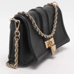 Pre Owned Michael Kors Padlock Black Leather Chain Shoulder Bag