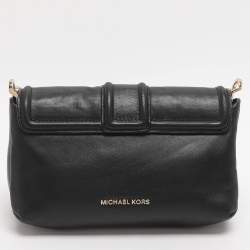 Pre Owned Michael Kors Padlock Black Leather Chain Shoulder Bag