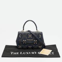 مملوكة مسبقًا حقيبة يد علوية مايكل كورس آفا مدببة جلد أزرق كحلي صغير جدًا