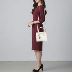 Pre Owned Michael Kors Mercer Mini Light Pink/Beige Signature Coated Canvas and Leather Tote