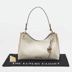 Pre Owned Michael Kors Joan Medium Off White Leather Shoulder Bag