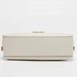 Pre Owned Michael Kors Joan Medium Off White Leather Shoulder Bag