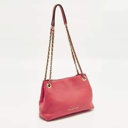 Pre Owned Michael Kors Jet Set Chain Coral Pink Leather Shoulder Bag