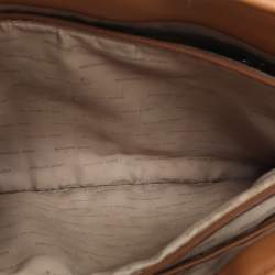 Pre Owned Michael Kors Jet Set Brown Saffiano Leather Snap Pocket Tote