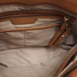 Pre Owned Michael Kors Jet Set Brown Saffiano Leather Snap Pocket Tote
