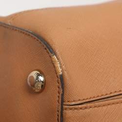 Pre Owned Michael Kors Jet Set Brown Saffiano Leather Snap Pocket Tote