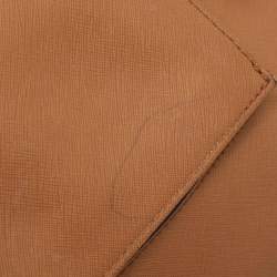 Pre Owned Michael Kors Jet Set Brown Saffiano Leather Snap Pocket Tote