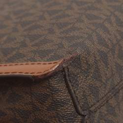 Pre Owned Michael Kors Sonia Medium Brown Signature Coated Canvas Shoulder Bag