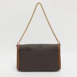 Pre Owned Michael Kors Sonia Medium Brown Signature Coated Canvas Shoulder Bag