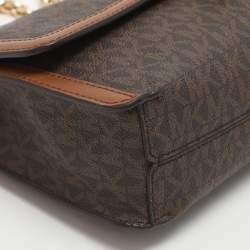 Pre Owned Michael Kors Sonia Medium Brown Signature Coated Canvas Shoulder Bag